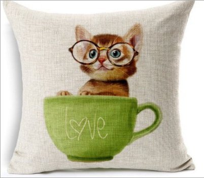 Cotton Material With a Microphone Meow Printing 18 "X18"