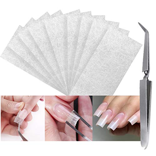 60pcs Nail Extensions Kit Fiberglass Nail Art Builder Wrap Sticker Tips with Shape Clip (White)