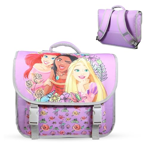 Bagtrotter - Cartable 38 cm - Princesses Disney - Violet - Primaire - Bretelles et dos rembourrés - Bandes Réfléchissantes - Grand Rangement - Licence Officielle Disney