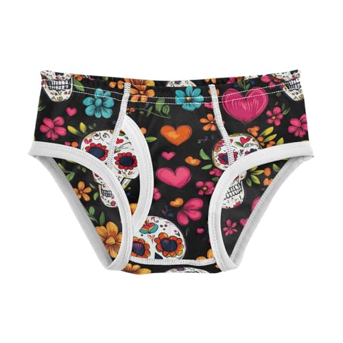 Wusikd Day Of The Dead Boys' Underwear Cotton Sugar Skulls Boys Briefs Soft Toddler Underwear 2T