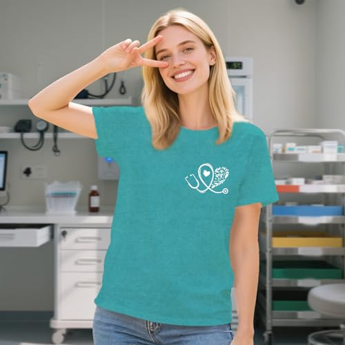 Nurse Shirts for Women Nurse Day T-Shirt Nursing Stethoscope Heart Tshirt Heartbeat Tee4