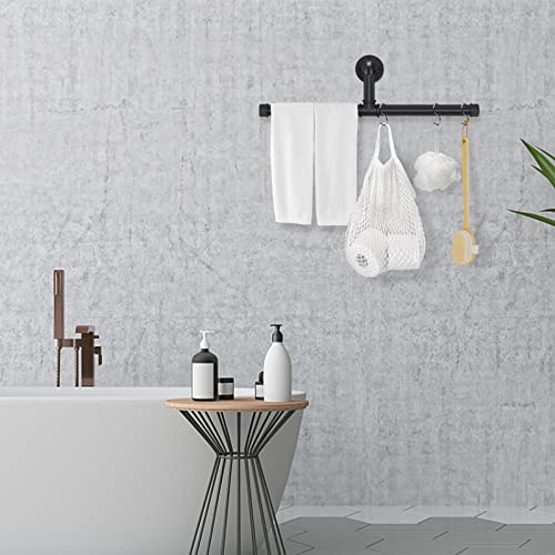 Elibbren Industrial Pipe Floating Clothing Rack Wall Mounted, Commercial Or Residential Wardrobe Clothes Display, Heavy Duty Rustic Vintage Steel Black Metal Garment Bracket Frame, 1 Pack #TOP4