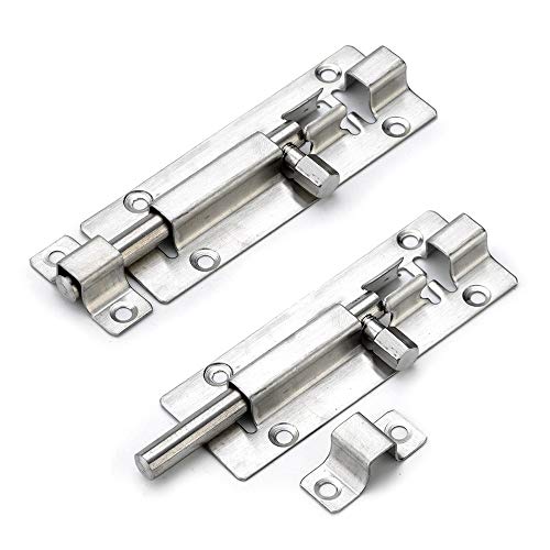 BuxiuGK 2 Piezas Perno de Puerta Corrediza 4 Pulgadas/100mm,Cerrojos de Puerta Bloqueo Deslizante de Acero Inoxidable con Tornillos para Baño Inodoro Ventana Muebles Cover