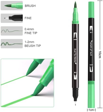 ELOKI Dual Tip Brush Pens, 100 Colouring Pens with Brush Tip and Fineliner Tip, Felt Tip Pens with Case for Adults Kids, Brush Maker Pens for Drawing, Colouring, Sketching, Easter, Christmas