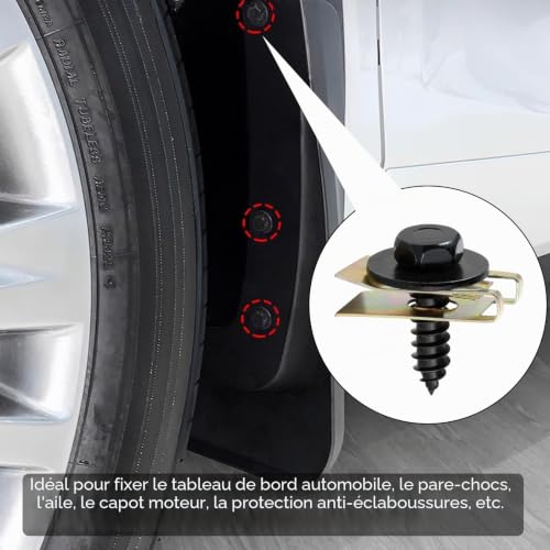 Amentalove 72PCS U-Clip et de Vis de Fixation, Écrou et Clip Vis de Garde-Boue Automobile, avec 36 Vis de Carrosserie et 36 U-Clip, Panneaux de Porte Intérieurs de l'Automobile Set de Vis Universel – vue 6
