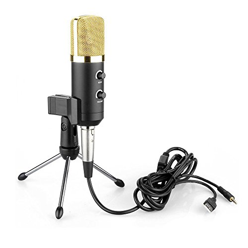 MyArmor Professional Condenser Microphone Pro Audio Studio Vocal Recording Mic with Stative Tripod (BM-100FX)
