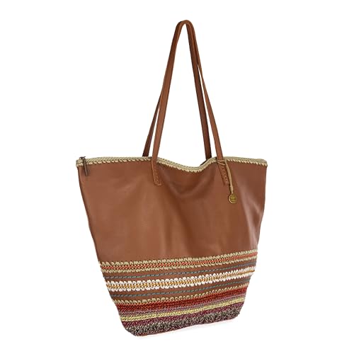 Image of The Sak Faye Tote Bag - Hand Crochet Women's Purse For Everyday & Travel - Handbag With Zipper Pocket & Shoulder Straps