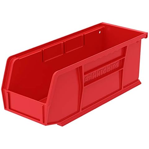 Akro-Mils 30224 AkroBins Plastic Storage Bins, Space-Saving Stackable Bins, Garage Organization Bins, Pantry Organization, Craft Storage, 11-Inch x 4-Inch x 4-Inch, Red, 12-Pack Cover