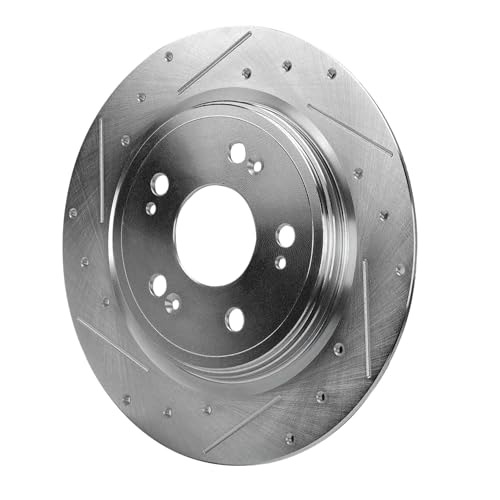 Image of Detroit Axle - Rear Brake Kit for Acura 2014-2020 RLX Drilled and Slotted Disc Brake Rotors Ceramic Brakes Pads with Hardware 2015 2016 2017 2018 2019 Replacement : 12.20 inch inch Rotors