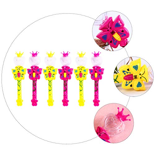 Toyvian 6Pcs Luz Led para Cima Varinha Mágica Vara de Fadas Borboletas Brilhantes Varinha de Festa B