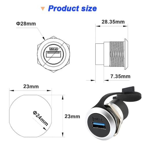 Conector de panel USB 3.0 con cubierta impermeable, pack 2 miniatura 3