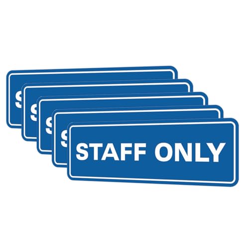 All Quality Standard Staff Only Wall or Door Sign | Easy Installation | Office Workplace Signs | Enhanced Security ‌ - Blue - X-Large (5 Pack)