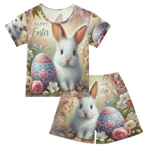 Rabbit Easter Egg Pajama Set Short Sleeve Sleepwear Soft Pajamas Shorts Sets Cotton PJS 5Y