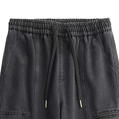 Mens Ankle Binding Jeans Plus Size Baggy Jogger Drawstring Stretch Casual Denim Cargo Distressed Jeans with Pockets2