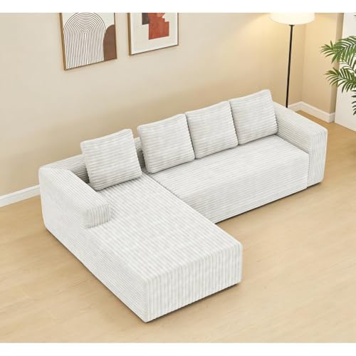 Canapé d'angle avec méridienne en forme de L,canapé désossé modulaire moderne avec coussin,canapé 4 places en velours côtelé pour le salon,la chambre...