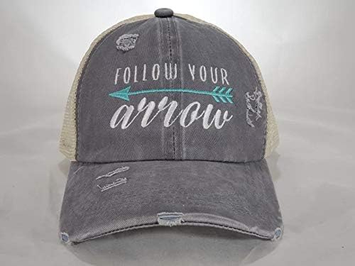 Follow Your Arrow Women's Ponytail Baseball Style Hat Gray