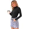 LAOLASI Women's Turtle Mock Neck Long Sleeve Slim Fit Basic Bodysuit Daily Shirts, 01-BK, M