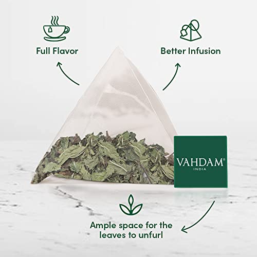 Vahdam, Organic Pure Mint Herbal Tea (100 Tea Bags) 100% Natural Ingredients | Peppermint + Spearmint | Caffeine Free | Mint Tea Bags | Herbal Tea #TOP1