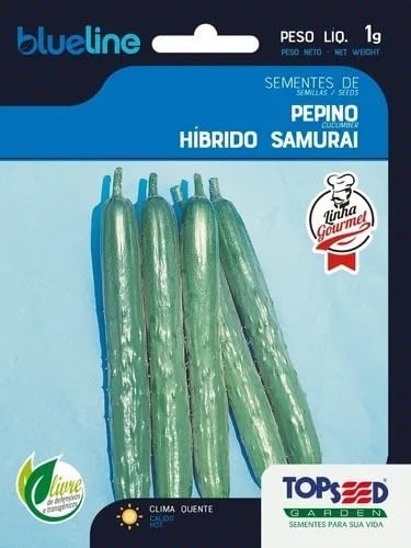 kit 2 pacotes c/ 40 Sementes De Pepino Japonês - Hibrido Samurai F1-1g
