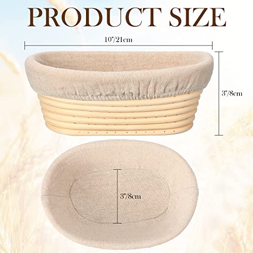 Set Of 4 Bread Proofing Basket 8 Inches Oval Shaped Sourdough Bread Proofing Bowl With Liner Rising Rattan Banneton Bowl For Dough Baking #TOP1