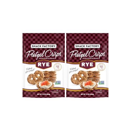 Snack Factory Pretzel Crisps Rye Pretzel Crackers, 7.2 Oz Bag (Pack of 2)