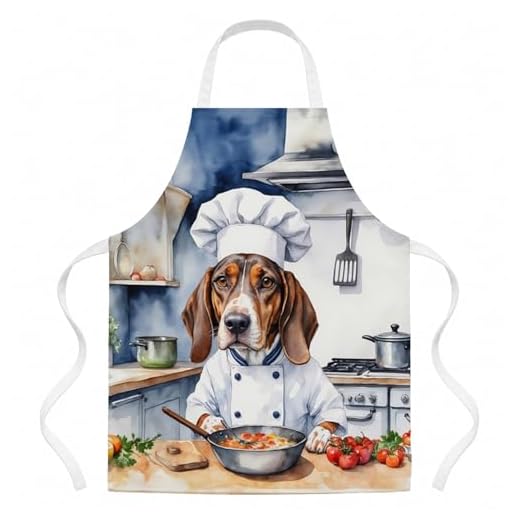 Caroline's Treasures American English Coonhound The Chef Apron Cooking Kitchen Server Baking Crafts Gardening for Adult Women Men, Unisex, Large, Multicolor