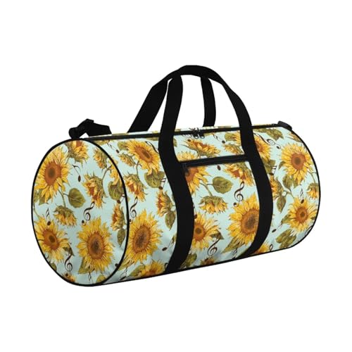 Sunflower Music Note Canvas Duffle Bag for Travel, 50L Duffel Overnight Weekend Bag (Green)2