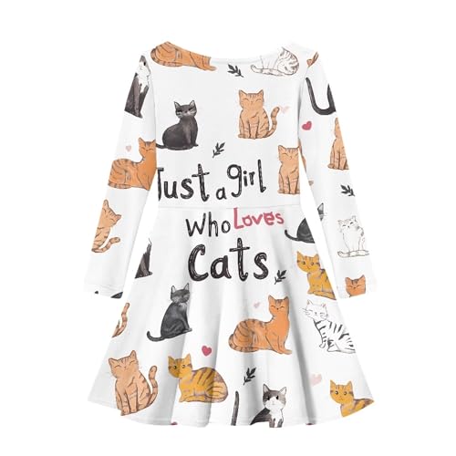 Girls Dress Casual Loose Fit Long Sleeve Fall Dresses Spirng Soft Comy Knee Length Cute Print A Line Twirly Dress2