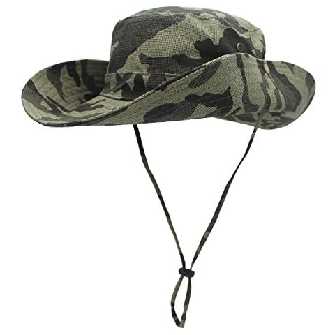 outfly Camouflage Sun Hat UV Protection Wide Brim Summer Hat Bucket Hat Hiking Hat Safari Hat Breathable with Adjustable Chin Strap … Cover