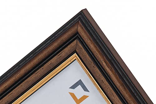 Wall Space Traditional Mahogany A5 Certificate Frame with Gold Inset, Brown with Gold Line, 6x8 inches - Image 2