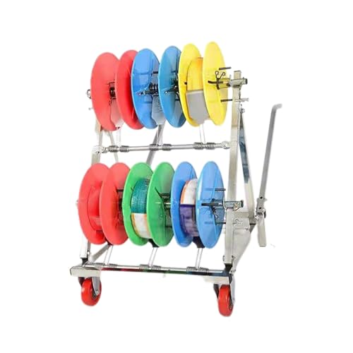 Wytrzymały uchwyt na bęben z kółkami i uchwytem do łatwego dozowania kabli