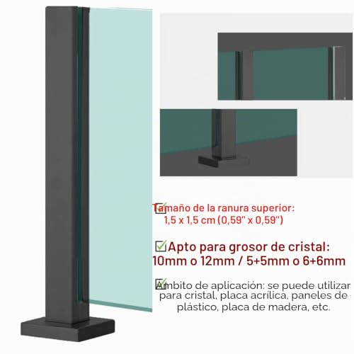 Poste para barandilla de cristal en acero inoxidable premium para sistemas de terraza 7