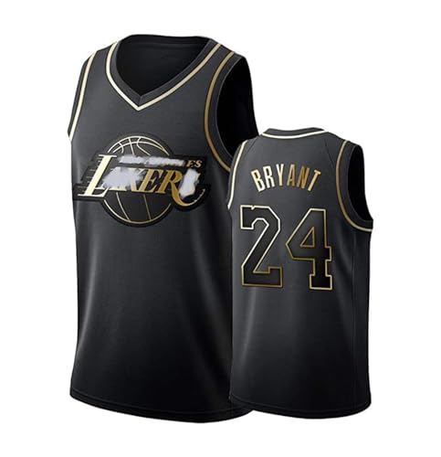 Jersey de basketball de qualité supérieure avec finitions or 24 noir