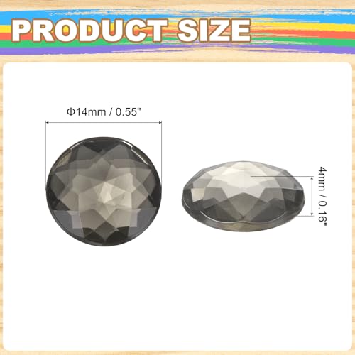 Image of MECCANIXITY Flat Back Round Acrylic Rhinestones,14mm SS45 Grey Black Flatback Crystal Rhinestones for Crafts Clothes Shoes DIY Decoration Gifts 50Pcs