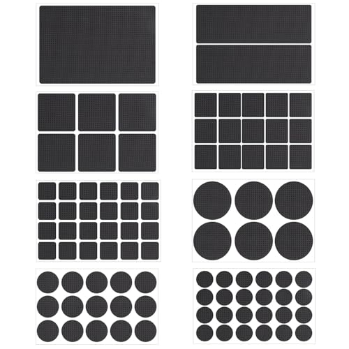 zoerbufan 93 Stück Antirutsch Pads Selbstklebend, Anti-Rutsch-Gummimatte für Stühle mit 8 Größen, Runde Rechteckige Möbel Rutschhemmer für Möbelfüße Stuhlbeine, Sofas