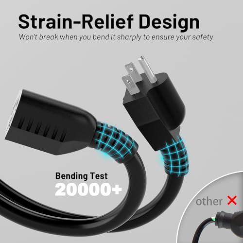 Vockjour 16AWG 40ft Black Coiled Extension Cord, 3 Prong Flexible Spiral Power Cord for Standing Desk, Garage, Workshop, Electric Tools (Circular Saw, Drill), Lift, 13A/125V/1625W, ETL Listed by Vockjour - Used condition - Image 4