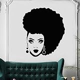 Noir Africain Dames Stickers Muraux Salon De Beauté Femmes Cheveux Vinyle Sticker Coiffures A5 48x42 cm