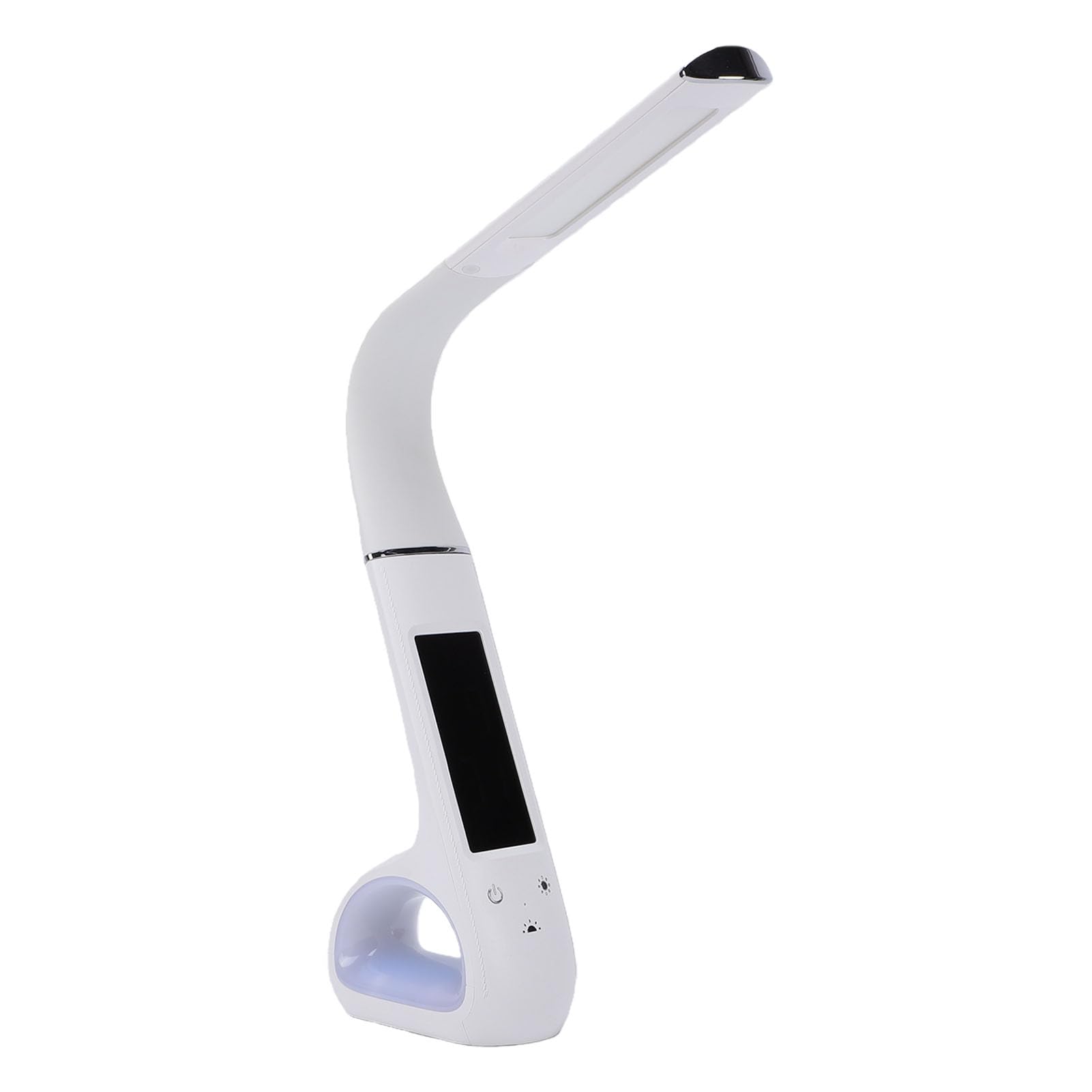 Bewinner Lampada da Scrivania a LED con Orologio, Lampada da Lettura Pieghevole 3 in 1, Luce Ambientale RGB, Sveglia Ricaricabile con Attenuazione Tattile da 1200 MAh, da Tavolo per Camera da Letto,