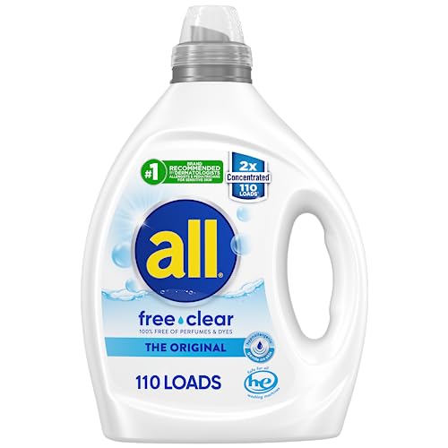 all free clear, Original, Liquid Laundry Detergent for Sensitive Skin, Unscented and Hypoallergenic, Concentrated