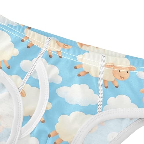 CHIFIGNO Boys' Cotton Underwear Breathable Briefs Soft Briefs Underwear for Toddler Boy, Cute Cartoon Sheep Blue4