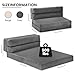 JUIKURY Folding Sofa Bed, Convertible Sleeper Chair with Pilow Foldable Matress, 2 in 1 Pull Out Loveseat Sofa Portable Fold Out Chair Bed Floor Couch Lounge for Living Room Bedroom (Grey, Queen)