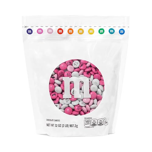 Image of M&M'S World It's A Girl Milk Chocolate Candy 2lb Bag with Pink and White M&M'S for Baby Girl Showers Gender Reveal Parties and Baby Celebration Favors