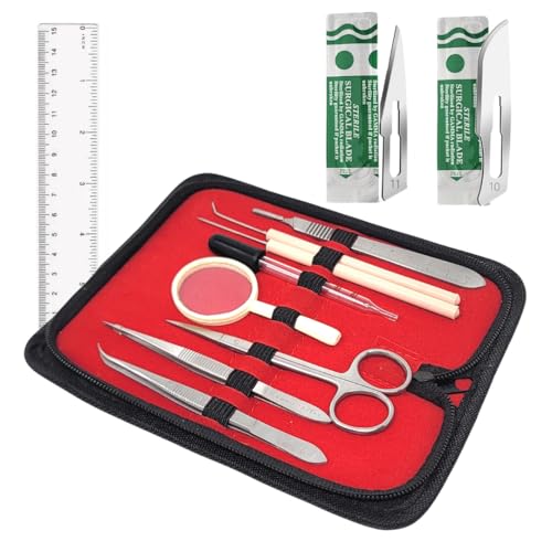 30 Pcs Beginners Dissection Kit Biology Lab Anatomy Dissecting Set Comes with Stainless Steel Scalpel Knife Handle, Blades, Glass Dropper, Scissors Used for Medical Students and Veterinary Training