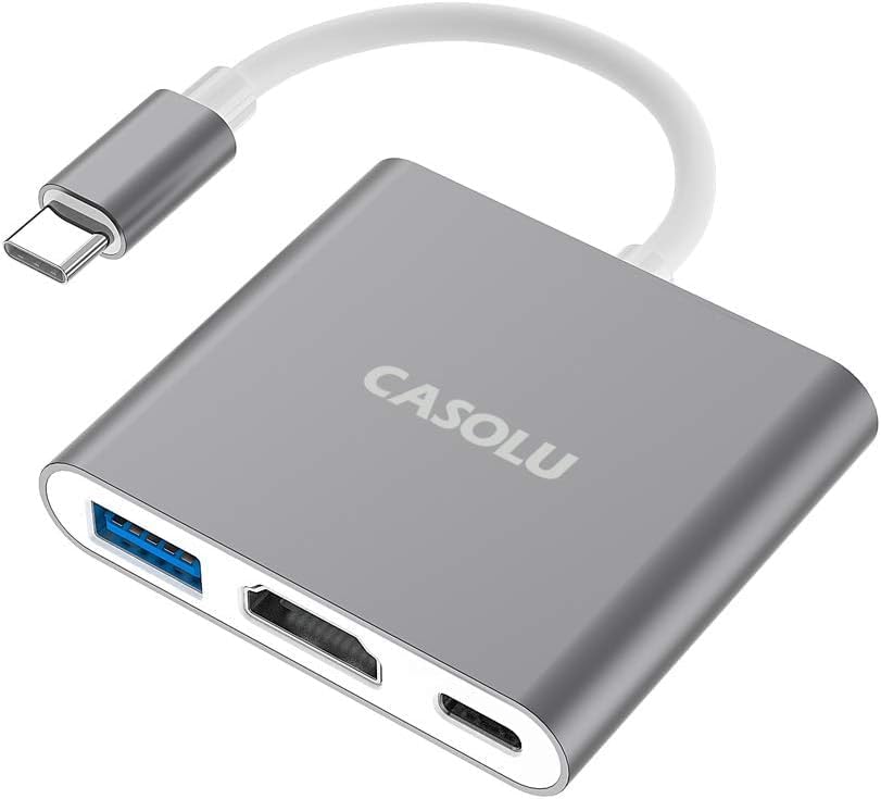 USB C to HDMI Adapter, 4K HDMI to USB-C Adapter with 60W PD & USB 3.0 Port Multiport Digital AV Converter for MacBook Pro/air, iPad Pro/air, iPhone 15/16, Tablets, Switch, TV, Monitor and More
