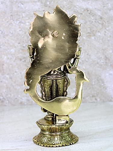 Esplanade Brass Lord Karthikeya Karthik Subramanya Murugan Murti Idol Statue Sculpture - Height 9.75" Inches #TOP3