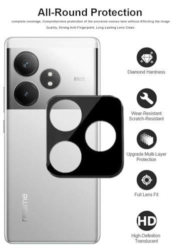 Image of DD SON Back Camera Lens Protector Tempered Glass For Realme GT 6T 5G / Realme GT 6 5G | Case Friendly with Edge to Edge Coverage and Easy Installation Kit, Pack of 1