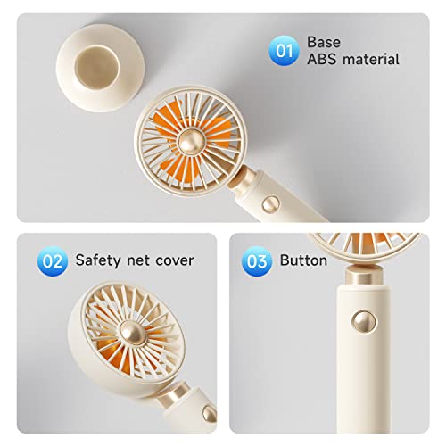 Ideart Portable Handheld Fan, Battery Operated Rechargeable Personal Fan, 3 Speed Personal Desk Table Fan With Base, For Outdoor Activities, Summer Gift For Men Women #TOP5