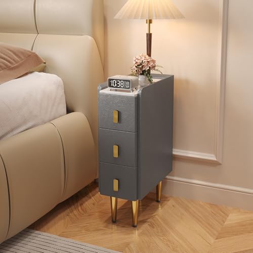 STARSAGA Narrow Nightstand with Drawers, 7.9" Narrow Bedside Table for