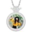 0492 silver crown pendant with rope chain]
