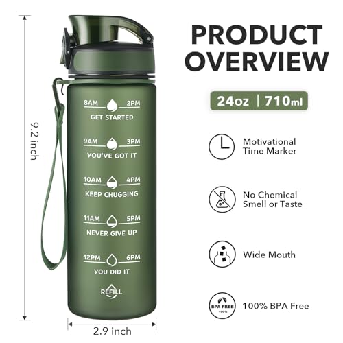 Image of Enerbone 24 oz Water Bottle, Leakproof BPA & Toxic Free, Motivational Water Bottle with Times to Drink and Straw, Fitness Sports Water Bottle with Strap for Office, Gym, Outdoor Sports